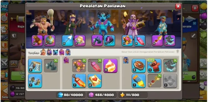 COC277 TH17 5 Builders 1687 Gems BK43 AQ47 Warden24 RC16 Battle Machine38 Spiky Ball Gauntlet Black Crown Fire Ball Heroic Boots Rocket Spear Electro Titan